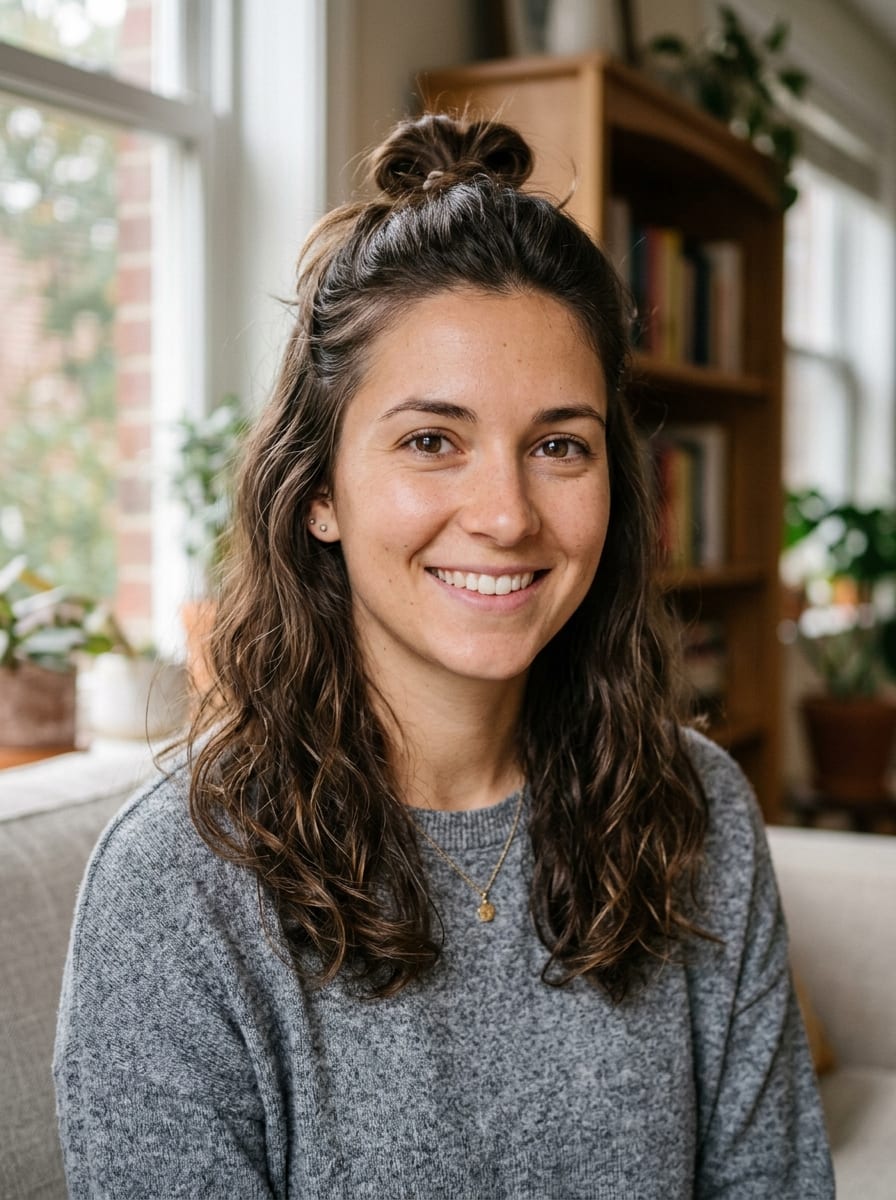 Half-up Bun mit Naturwellen - Frisur für wellige Haare